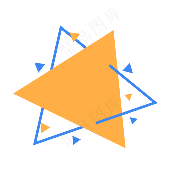 橙色蓝色线框三角组合标签,免抠元素(2480X2480(DPI:300))ai矢量模版下载