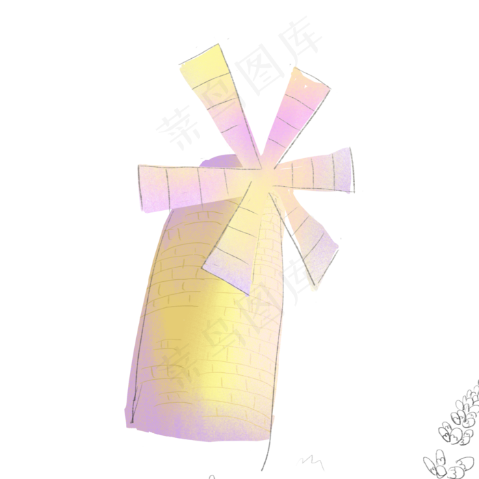 卡通春天风车建筑