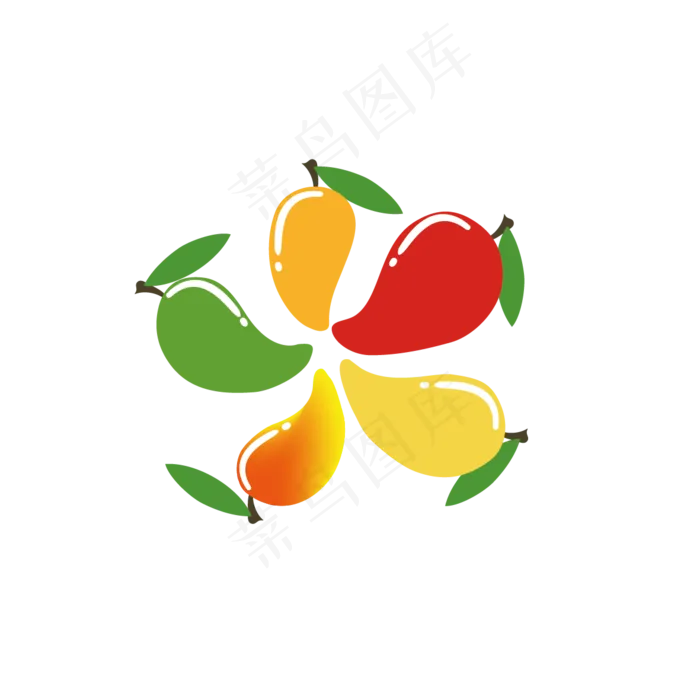 五彩芒果夏季水果ai矢量模版下载
