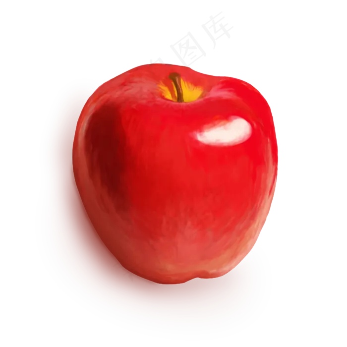 一个手绘红色苹果,免抠元素(2000*2000px 300 dpi )psd模版下载