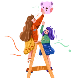 儿童节开心的两个女孩png免抠