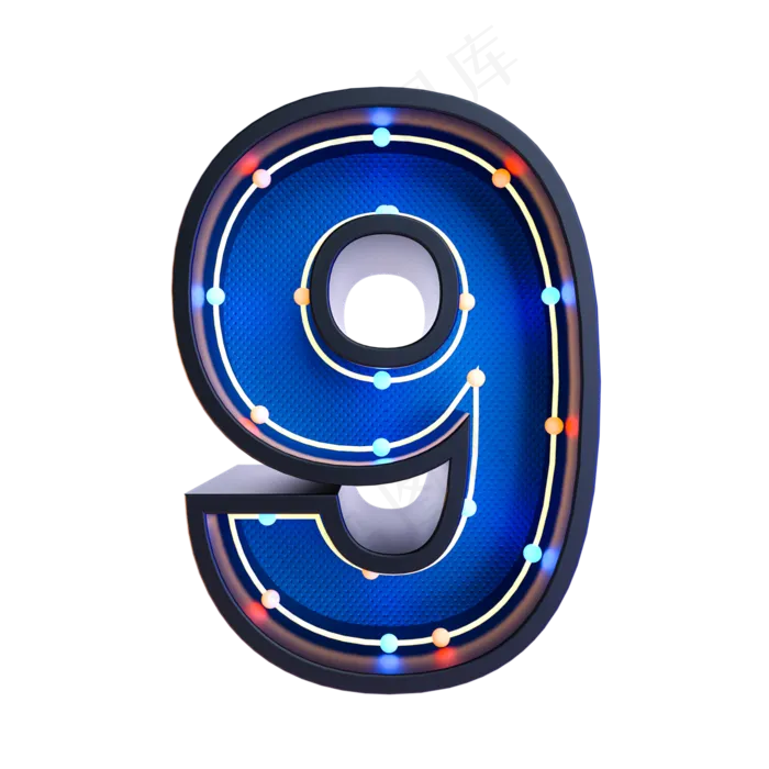 霓虹灯倒计时数字9(2200*2200px 	      )