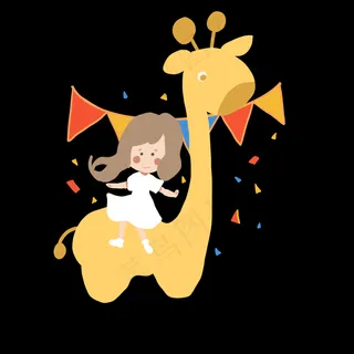 六一儿童节手绘风可爱儿童乘坐长