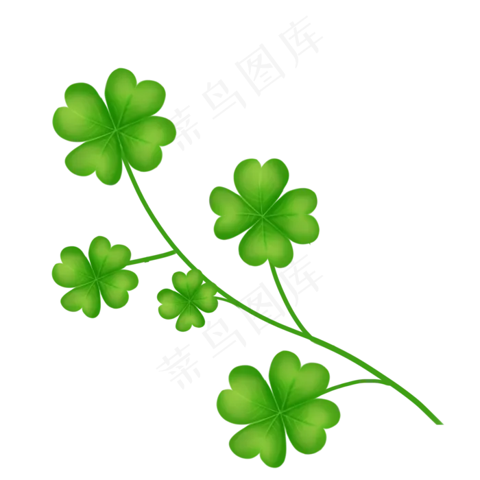绿色四叶草矢量装饰,免抠元素(2000*2000px 300 dpi )psd模版下载
