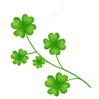 绿色四叶草矢量装饰,免抠元素