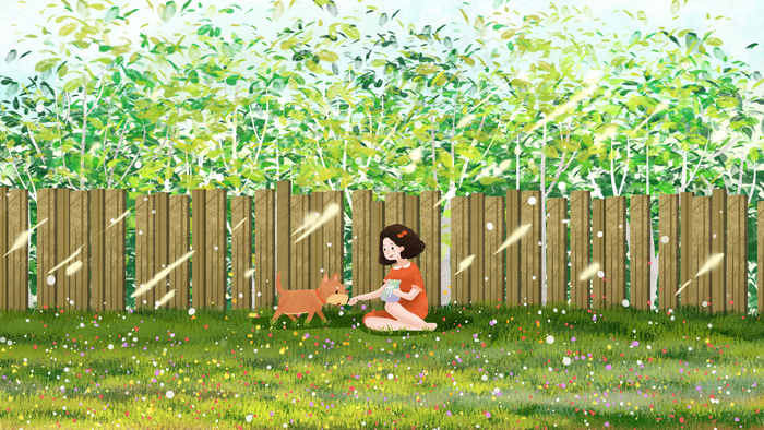 夏日树林下乘凉小清新风景竖(2880*1620px 300 dpi )psd模版下载