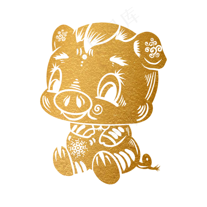 2019新年手绘卡通剪纸猪,免抠元素(2048X2048(DPI:132))psd模版下载