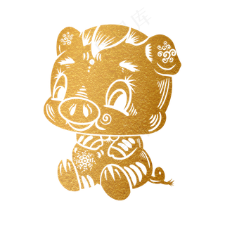 2019新年手绘卡通剪纸猪,免抠元素