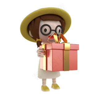 c4d小女孩送礼物免费下载