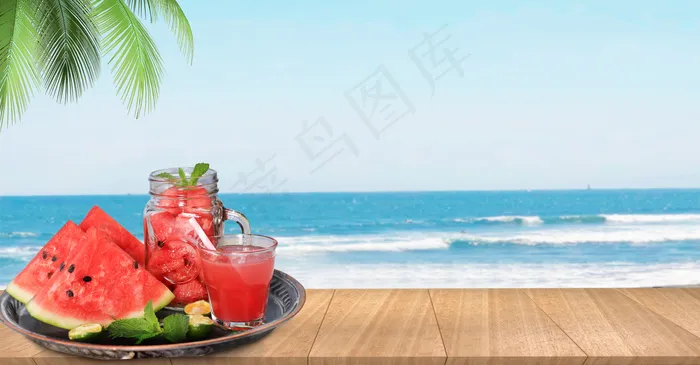 夏天清新西瓜创意图(1920*1000px 	      )psd模版下载