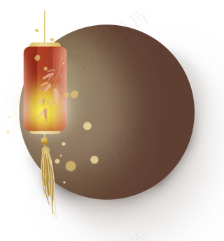 古风红色纸灯圆形文字框,免抠元素