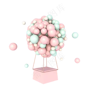 C4D立体浪漫告白热气球,免抠元素