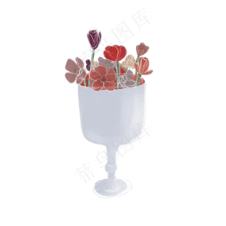 白色花瓶与花朵PNG图片