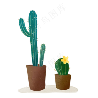 手绘ins风文艺仙人掌PNG素材,免抠元素