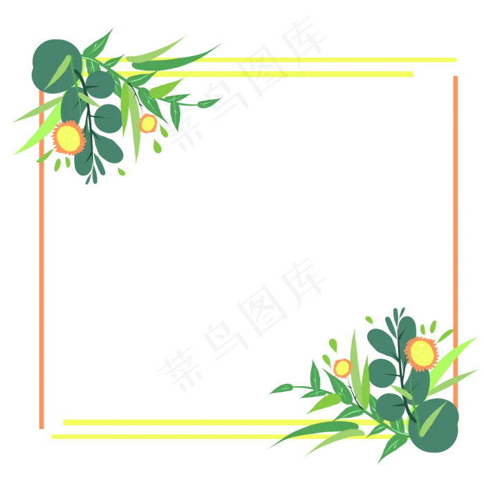 绿色花丛花朵边框(2000X2000(DPI:300))psd模版下载