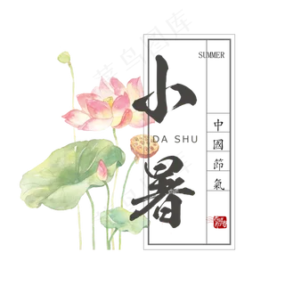 小暑优雅系小清新二十四节气小暑艺术字免扣PNG