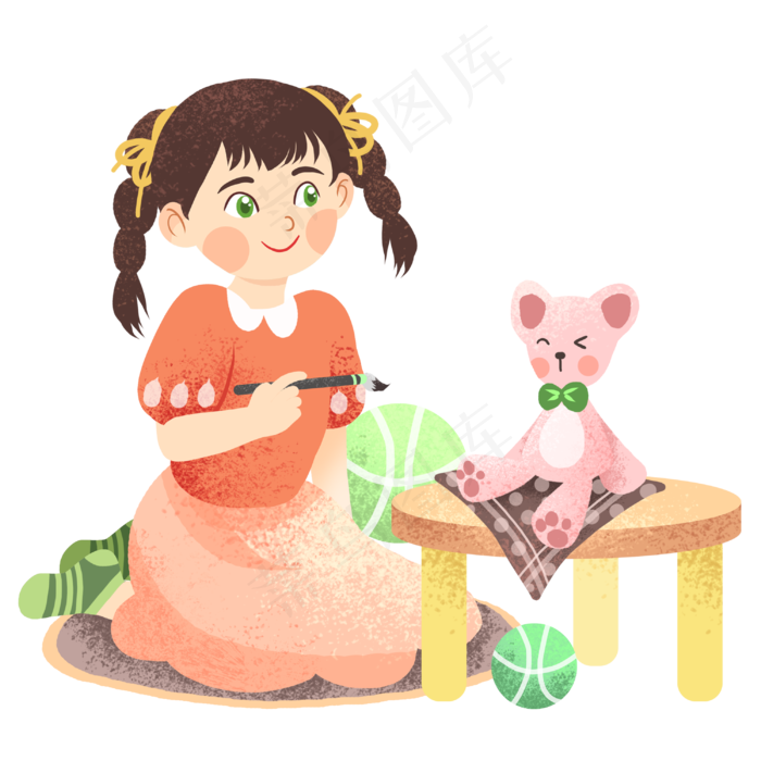 愚人节绘画女孩插画,免抠元素