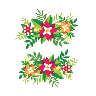 夏天夏季植物装饰免扣素材