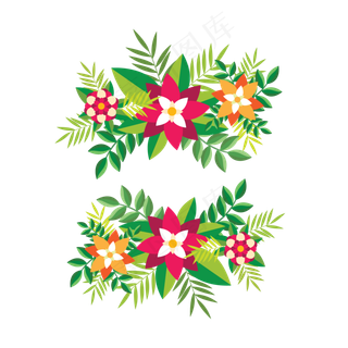 夏天夏季植物装饰免扣素材