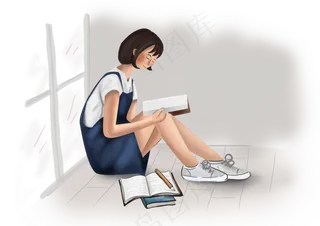 高考看书的女孩素材
