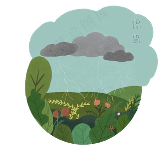 二十四节气春雷惊蛰田野农历2019,免抠元素