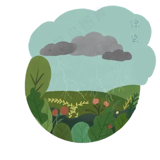 二十四节气春雷惊蛰田野农历2019,免抠元素