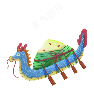 卡通龙舟和棕子免抠图