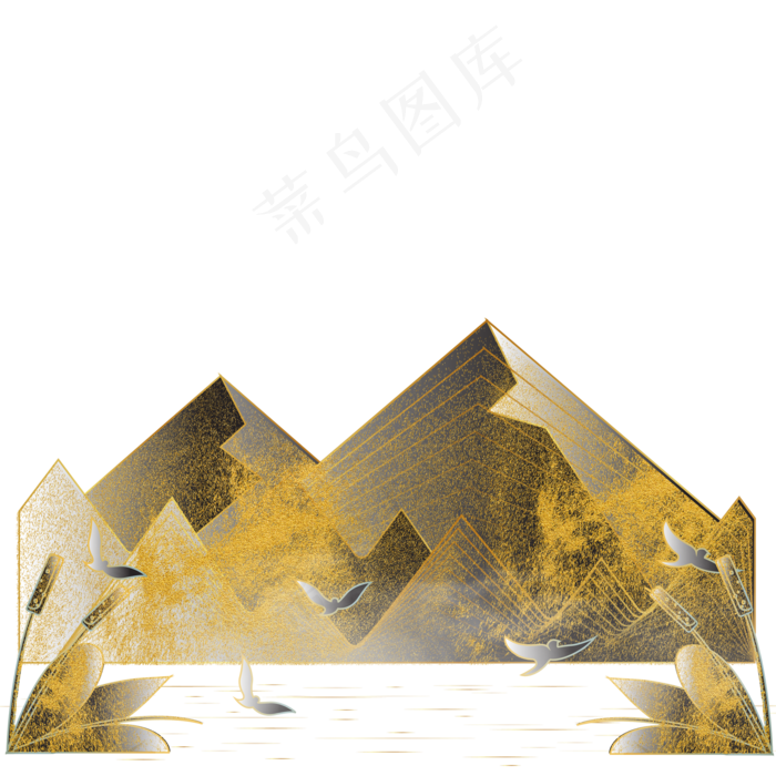 中国风描金烫金山水(2000*2000px 300 dpi )ai矢量模版下载