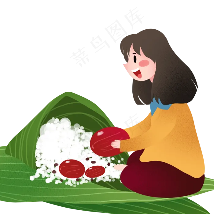 端午节包红枣粽子的女孩(2000X2000(DPI:299))psd模版下载