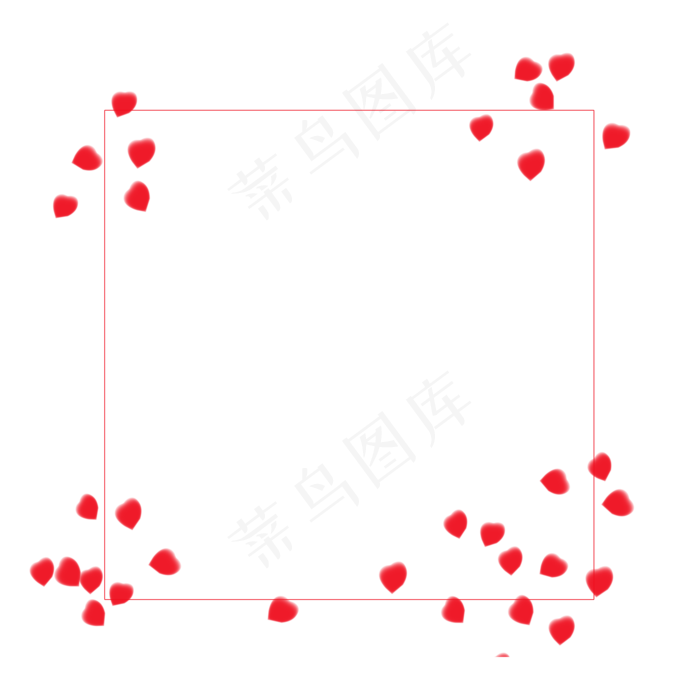 红色的玫瑰花瓣边框(2000X2000(DPI:300))psd模版下载
