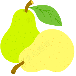 梨子装饰水果黄色绿色可爱卡通