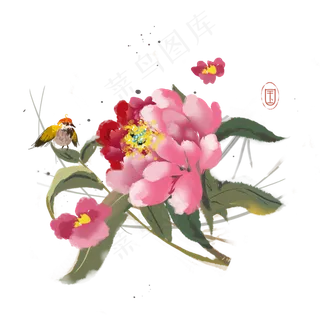 水墨花鸟喜鹊素材,免抠元素