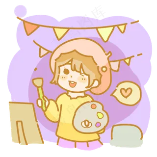 可爱小画家孩子