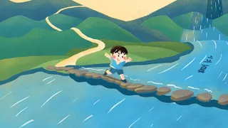 卡通手绘风立夏外出郊游玩耍配图