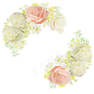 水彩风手绘玫瑰花环