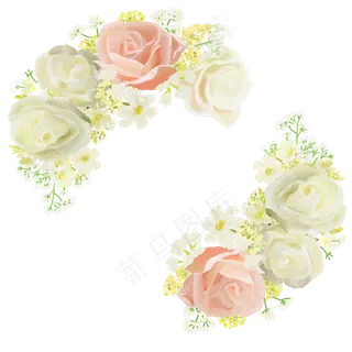 水彩风手绘玫瑰花环