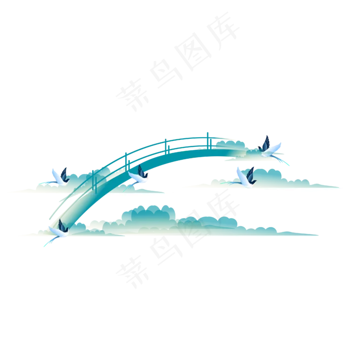 蓝色的鹊桥,免抠元素(4167*4167px 300 dpi )ai矢量模版下载
