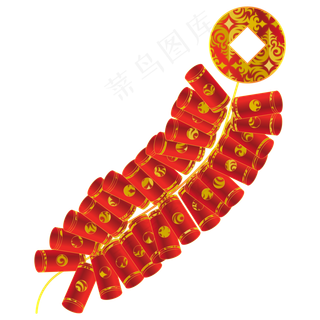 新年铜钱鞭炮装饰,免抠元素