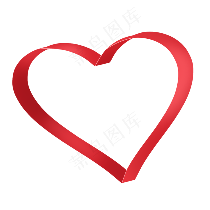大红色爱心可爱卡通彩带,免抠元素