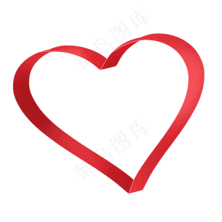 大红色爱心可爱卡通彩带,免抠元素