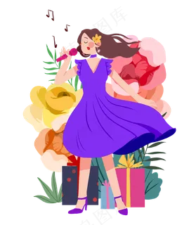 漂亮女孩唱歌形象,免抠元素 漂亮女孩唱歌形象,免抠元素