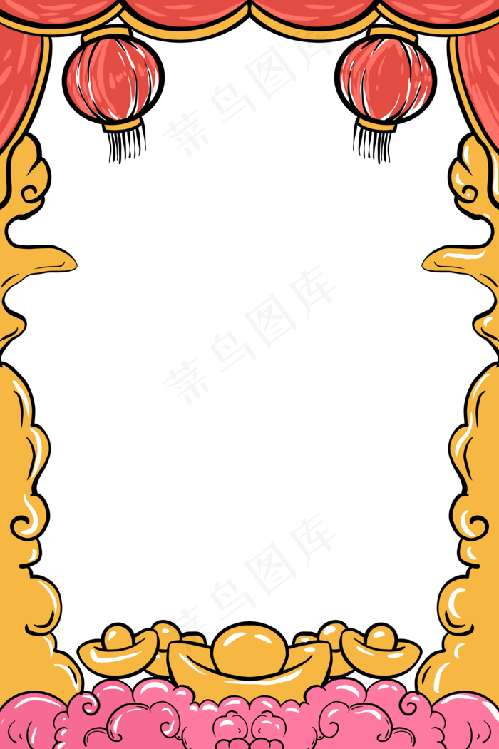 新年国潮边框,免抠元素