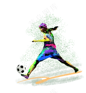 2018世界杯足球运动员水彩激