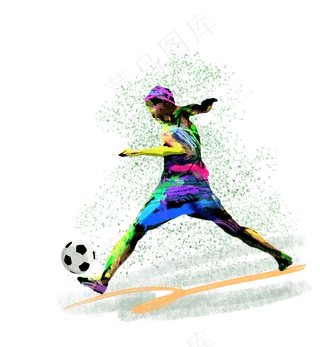 2018世界杯足球运动员水彩激
