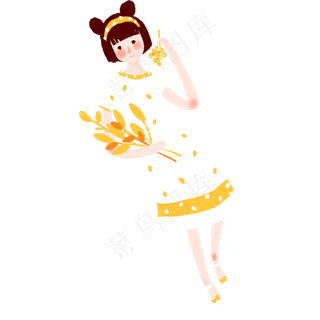 美丽白裙少女装饰元素