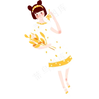 美丽白裙少女装饰元素