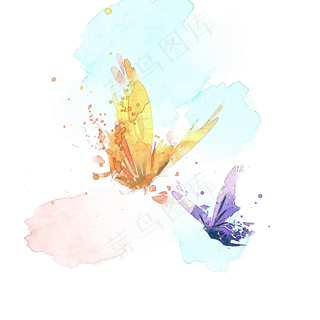 水彩墨迹蝴蝶