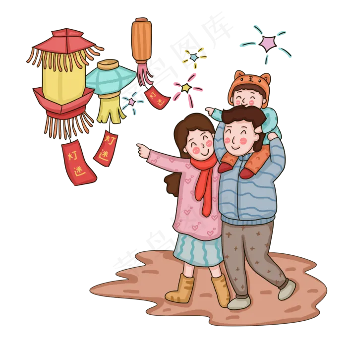 2019年元宵节看花灯猜灯谜PNG免抠�