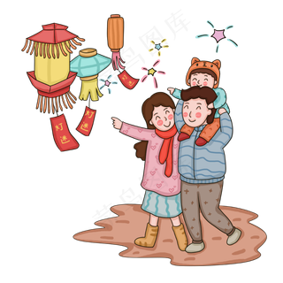 2019年元宵节看花灯猜灯谜PNG免抠�