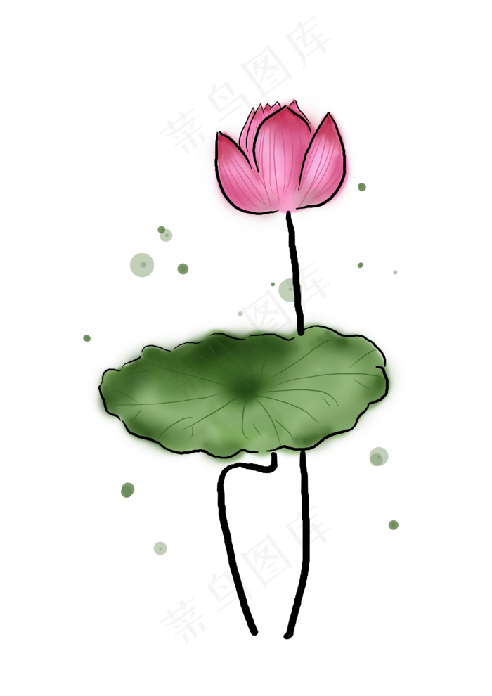 夏至手绘淡彩荷花(3508X4961(DPI:300))psd模版下载